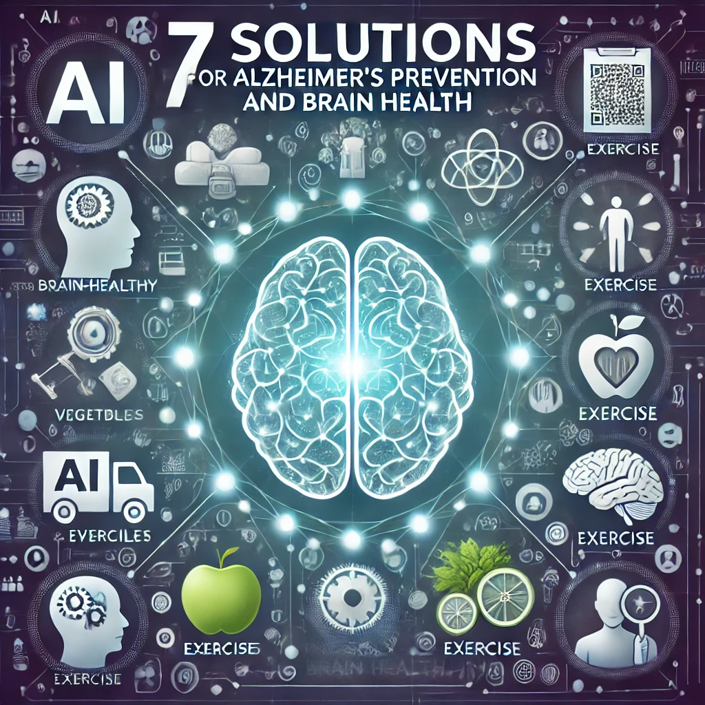 Illustration of 7 proven solutions for Alzheimer's disease prevention, highlighting brain health and cognitive protection.